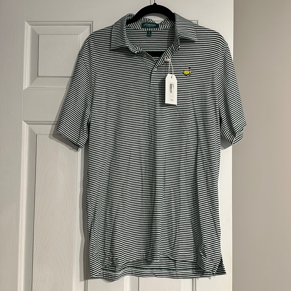 NWT Masters Classic striped green golf shirt